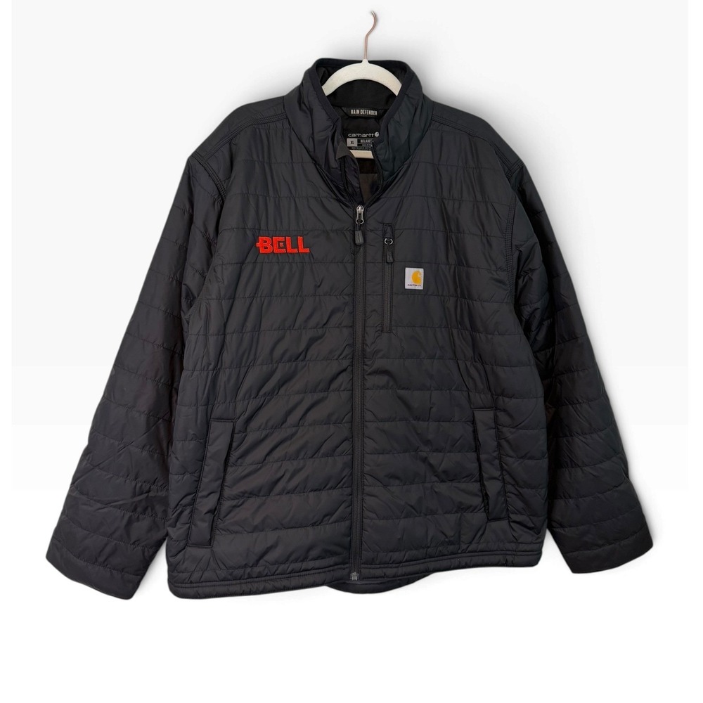Carhartt Men XL Black Gilliam Jacket Rain Defender Quilted Insulated Winter Warm